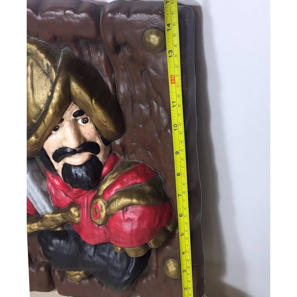 Vintage Spanish Conquistador Wall Art Plaque Set 3D Relief Red Blue Gold 14x10